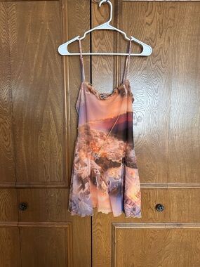 Urban Outfitters Sunset Print Mini Dress in Peach and Lavender